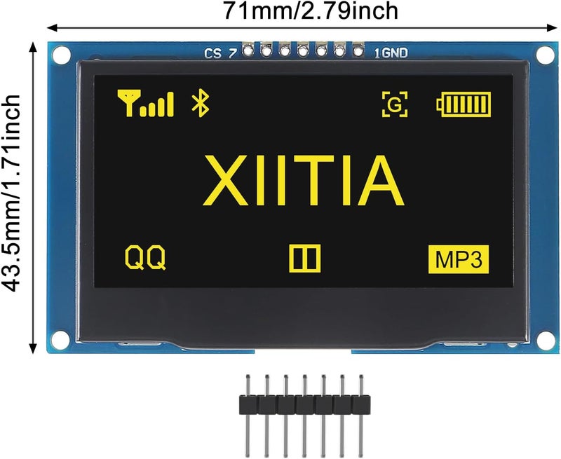 XIITIA 2pcs 2.42 inch 128x64 OLED LCD Display Module SSD1309 7 Pin SPI/IIC I2C Serial Interface for Arduino UNO R3 (Yellow Light) - Image 3